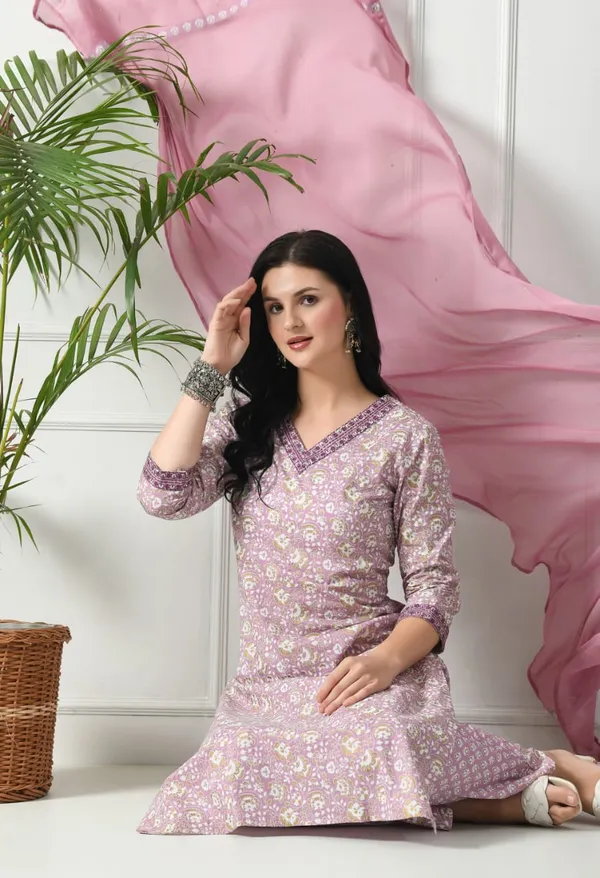 Peach_Cotton_Long_Kurta_Pant_Dupatta_Set_For_Women