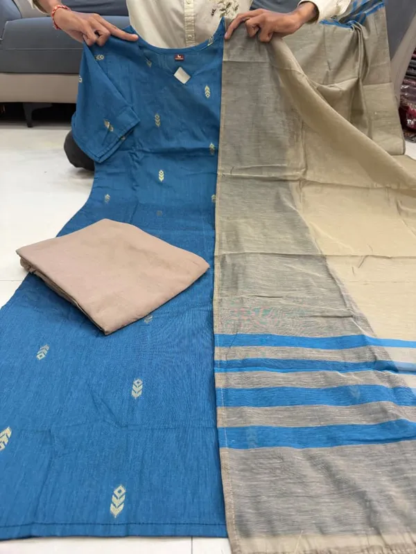 Blue_Kanchi_Cotton_Printed_Kurti_Pant_Dupatta_Set_For_Women
