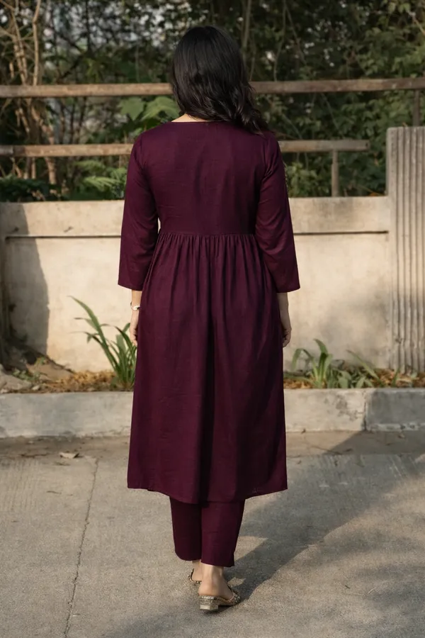 Wine_Cotton_Straight_Kurta_Palazzo_Set_For_Women
