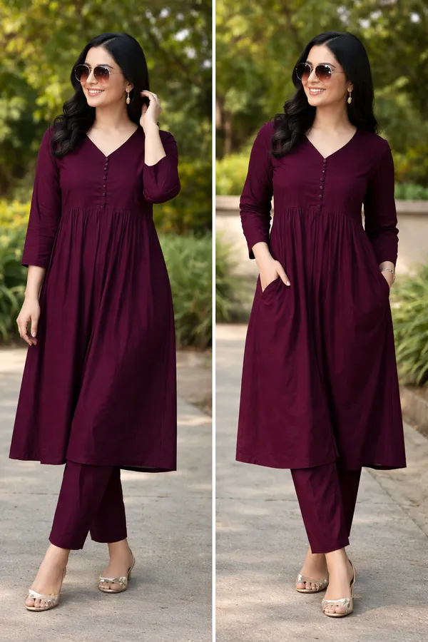 Wine_Cotton_Straight_Kurta_Palazzo_Set_For_Women