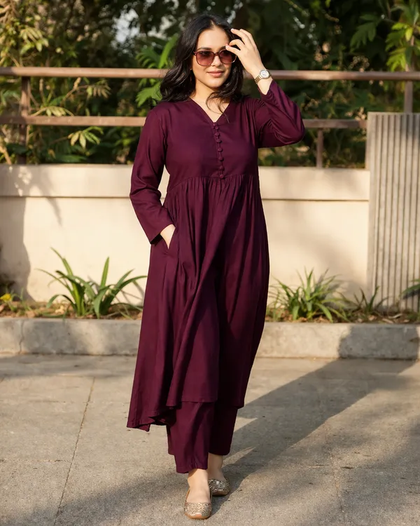 Wine_Cotton_Straight_Kurta_Palazzo_Set_For_Women