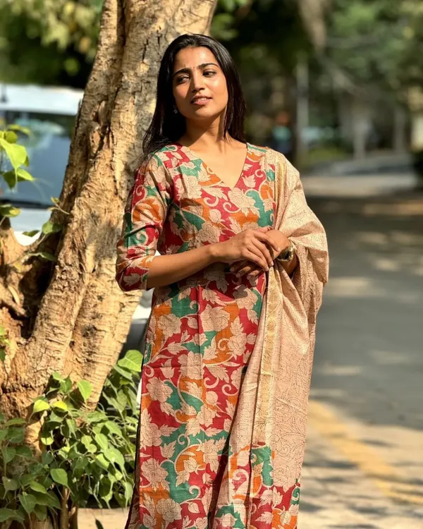 Chocolate_Cotton_Straight_Fit_Kurti_Pant_Dupatta_Set_For_Women