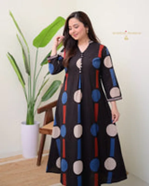 Multi_Cotton_Printed_Long_Kurta_Pant_Set_For_Women