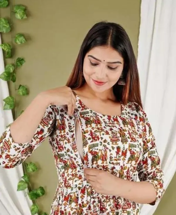 Chocolate_Muslin_Silk_Digital_Print_Maternity_Gown_For_Women