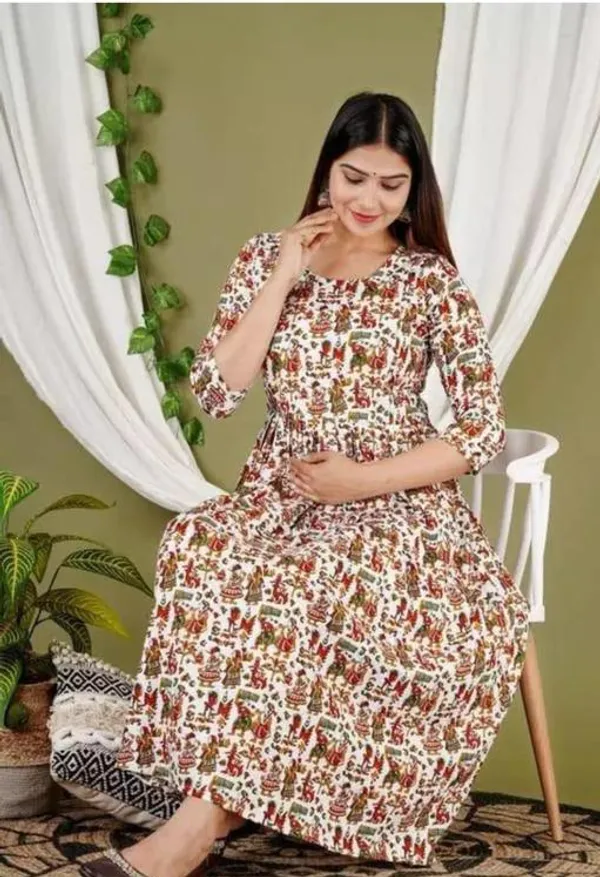 Chocolate_Muslin_Silk_Digital_Print_Maternity_Gown_For_Women
