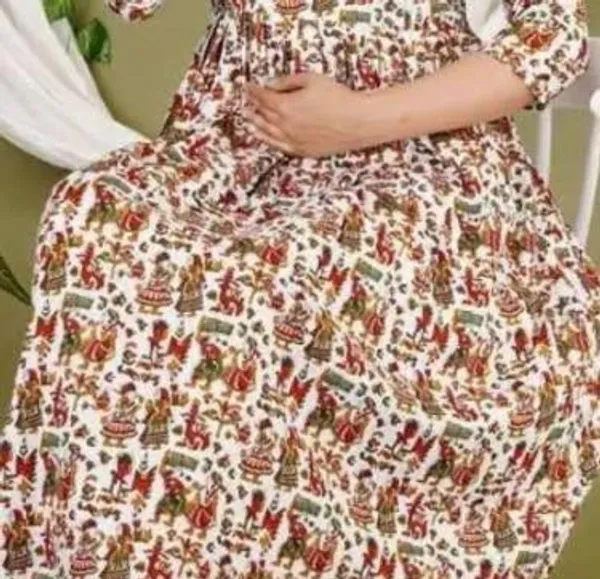 Chocolate_Muslin_Silk_Digital_Print_Maternity_Gown_For_Women