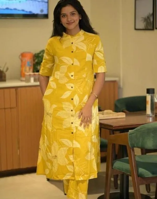 Yellow_Cotton_Printed_Floral_Coord_Set_For_Women