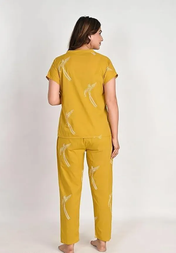 Yellow_Cotton_Printed_Night_Suit_For_Women