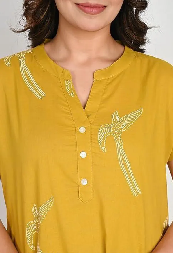 Yellow_Cotton_Printed_Night_Suit_For_Women