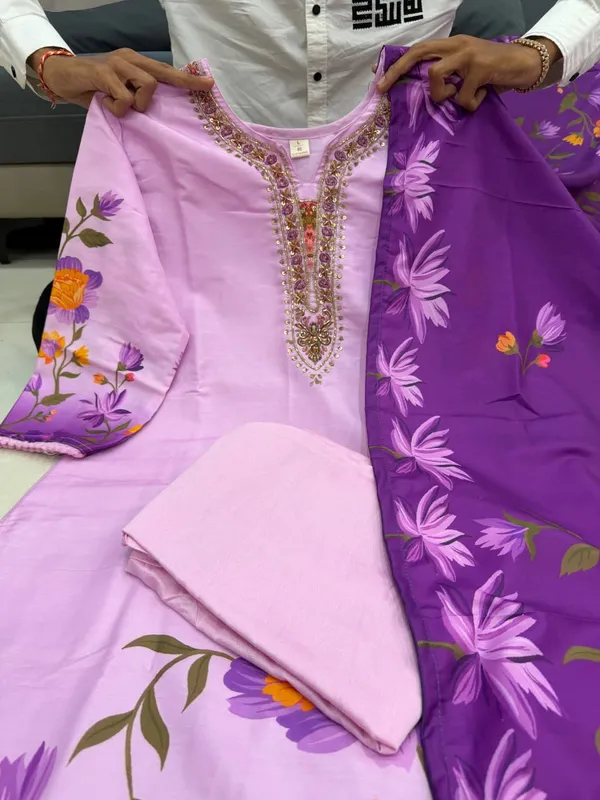 Purple_Silk_Floral_Printed_Kurta_Pant_Dupatta_Set_For_Women
