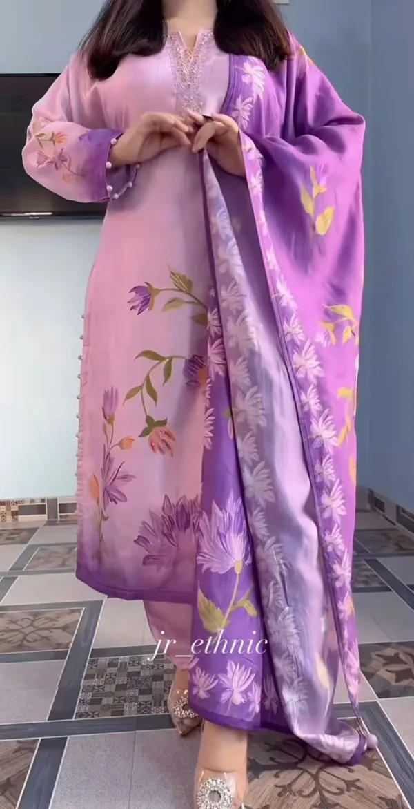 Purple_Silk_Floral_Printed_Kurta_Pant_Dupatta_Set_For_Women