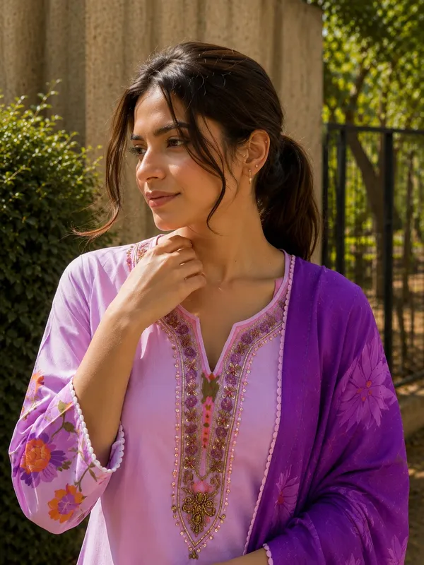 Purple_Silk_Floral_Printed_Kurta_Pant_Dupatta_Set_For_Women