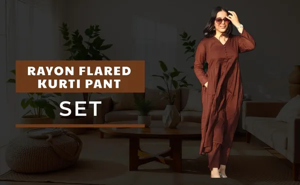 Coffee_Brown_Rayon_A_Line_Kurti_With_Palazzo_Pant_For_Women