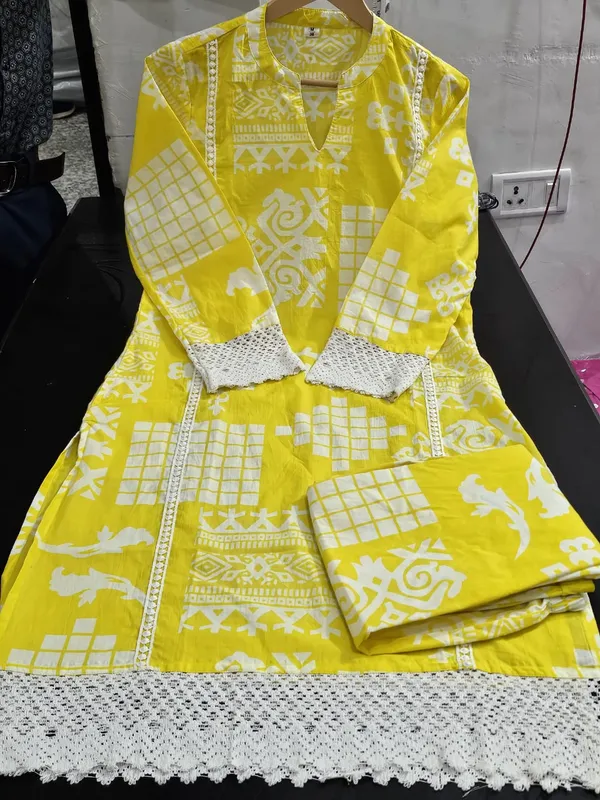 Yellow_Cotton_Printed_Lace_Detail_Co_Ord_Set_For_Women