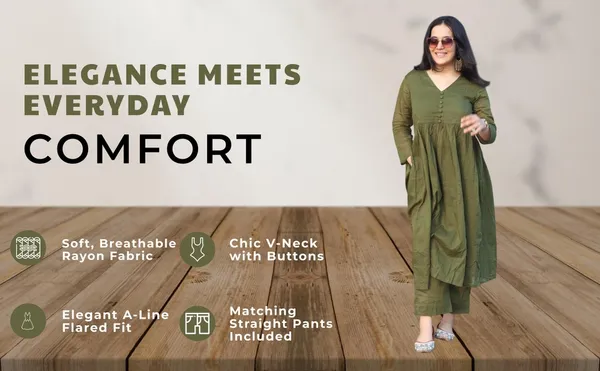 Green_Cotton_Kurti_With_Pant_For_Women
