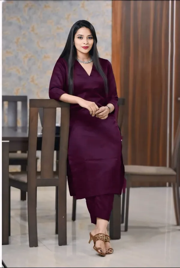 Purple_Rayon_Premium_And_Elegant_Long_Kurta_With_Pant_For_Women