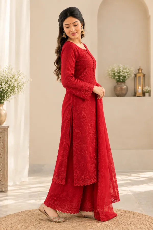 Georgette_Chikankari_Kurta_&_Palazzo_with_Dupatta