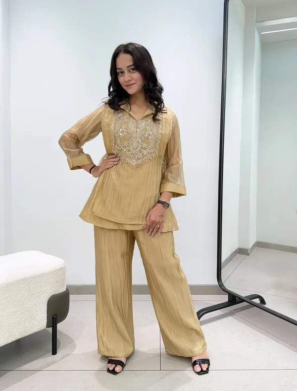 Riddhilya_Golden_Beige_Embroidered_Kurta_Pant_Set_–_Elegant_Festive_Wear