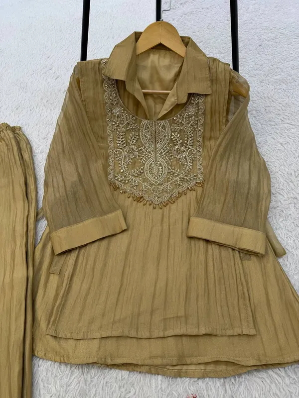 Riddhilya_Golden_Beige_Embroidered_Kurta_Pant_Set_–_Elegant_Festive_Wear