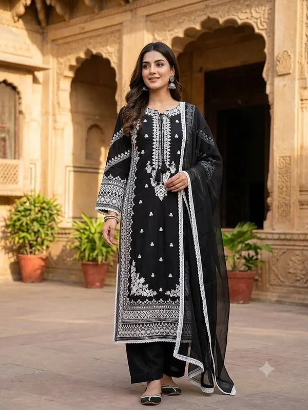 Riddhilya_Noir_Elegance_Black_&_White_Embroidered_Kurta_Set_with_Dupatta