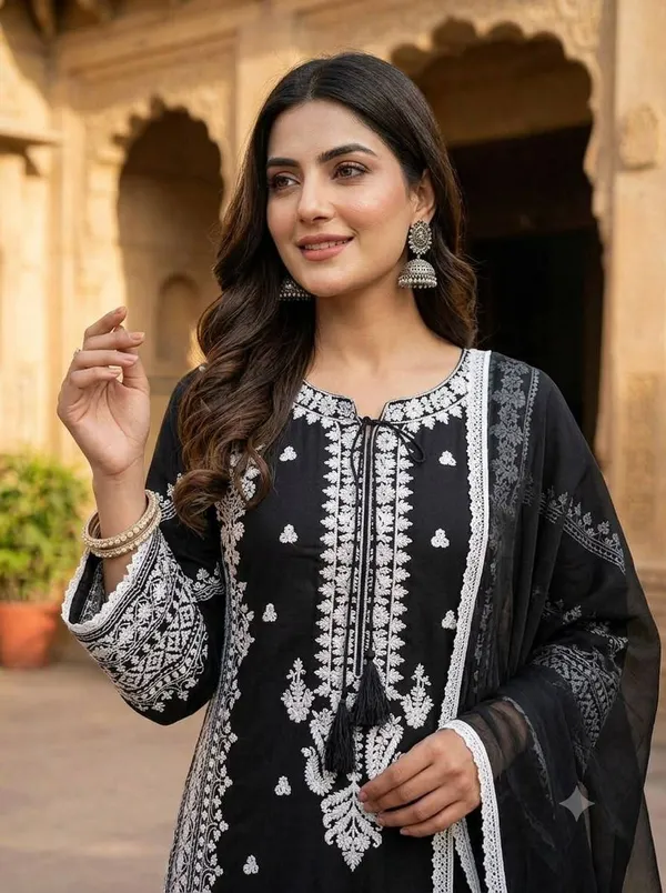 Riddhilya_Noir_Elegance_Black_&_White_Embroidered_Kurta_Set_with_Dupatta