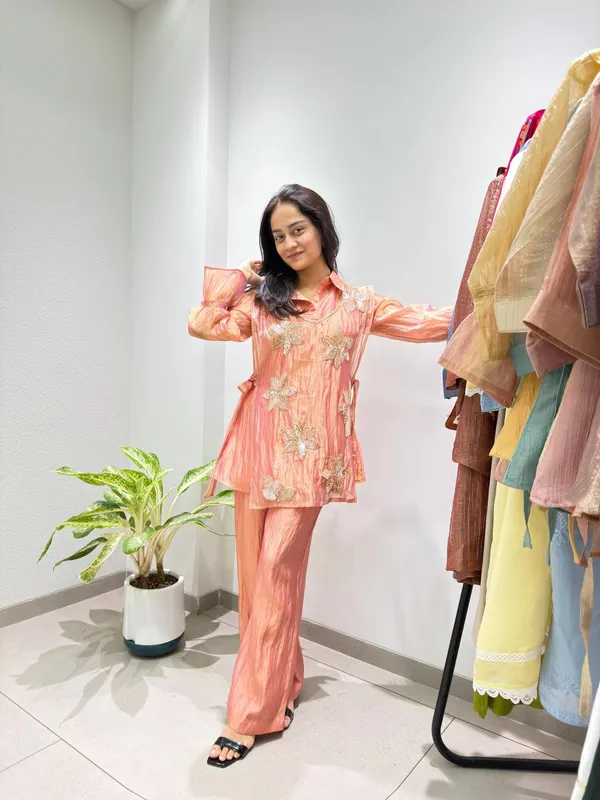 Riddhilya_Peach_Bloom_Floral_Sequin_Co-ord_Set_