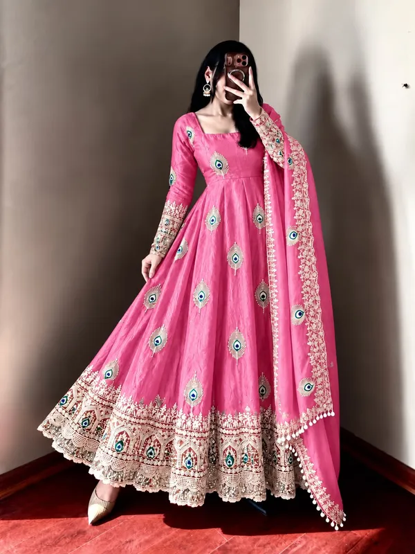 Riddhilya_Pink_Peacock_Motif_Anarkali_with_Embellished_Dupatta