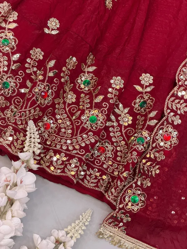 Riddhilya_Ruby_Red_Embroidered_Anarkali_with_Dupatta
