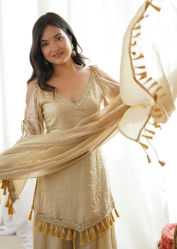 Riddhilya_Women's_Golden_Beige_Embellished_Kurta_Palazzo_Set_with_Tassel_Dupatta_|_Festive_&_Party_Wear_Ethnic_Suit