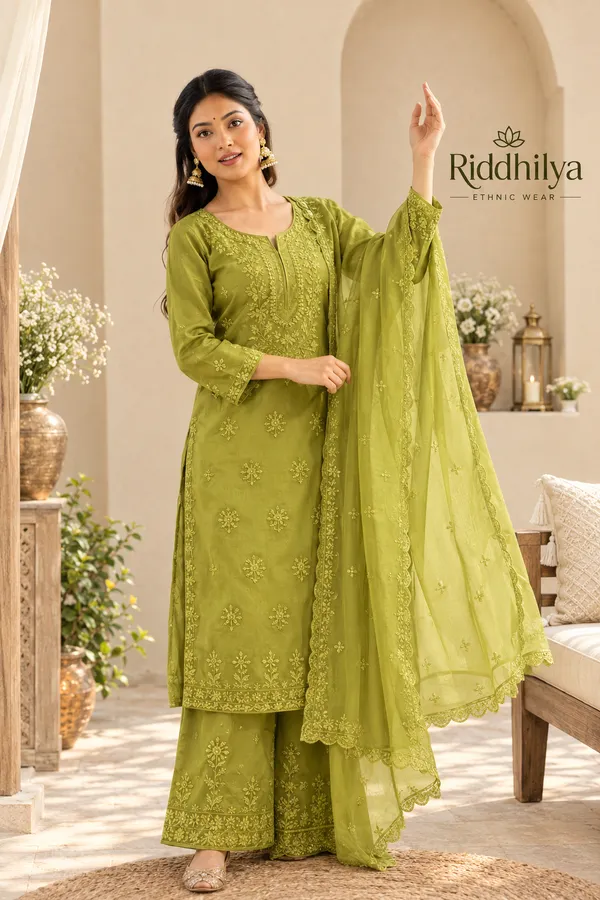 green_Georgette_Heavy_Embroidery_3d_Suit_Set