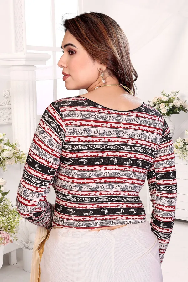 Multicolor_Cotton_Striped_Full_Sleeve_Crop_Top_Blouse_For_Women