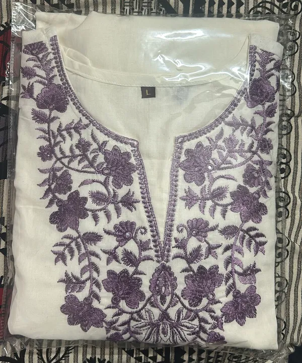 White_Pure_Cotton_Kurta_With_Pant_&_Dupatta_Set_For_Women