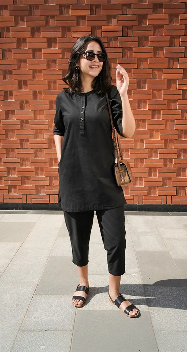 Black_khadi_cotton_kurta_set