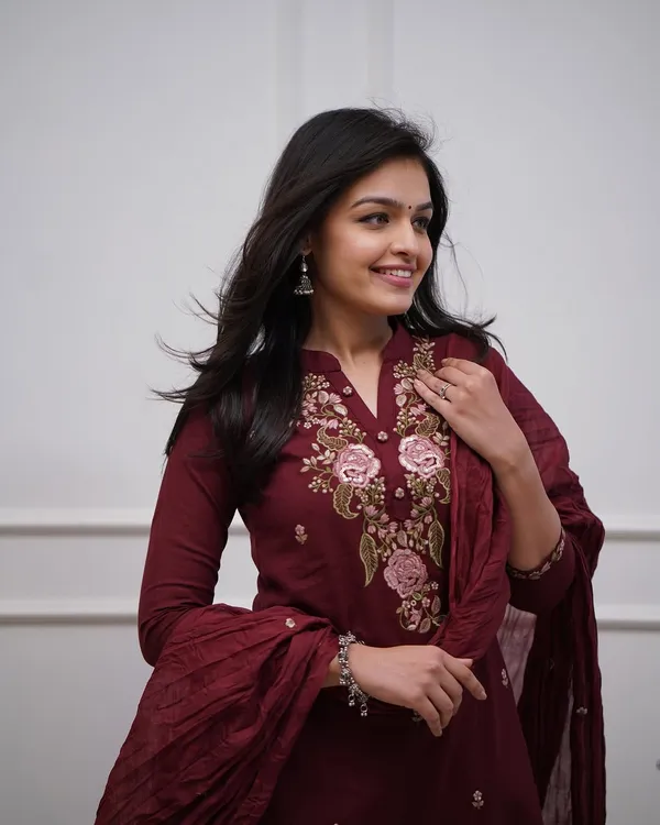 Cotton_Maroon_Embroidered_Kurta_Pant_And_Dupatta_Set