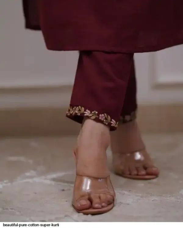 Cotton_Maroon_Embroidered_Kurta_Pant_And_Dupatta_Set