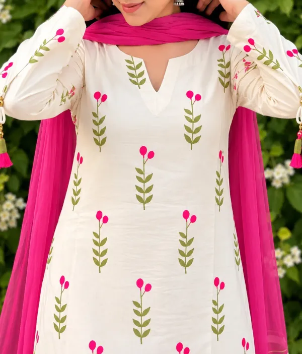 Farsi_Pink_flower_🌸_Cotton_kurta_set