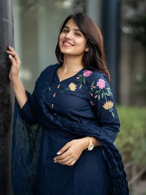 Handcrafted_Teal_Blue_Cotton_Embroidery_Suit_Set