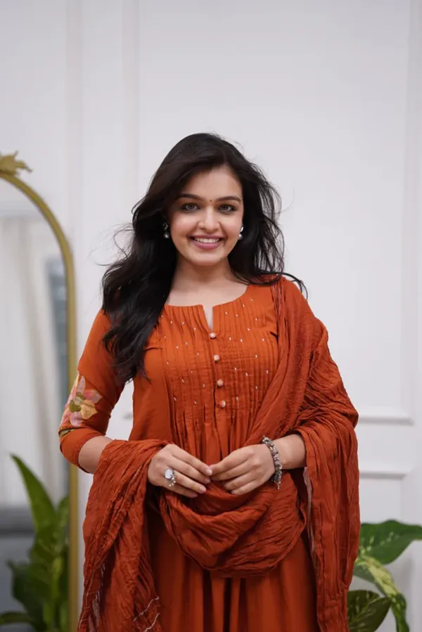Orange_Mul_Cotton_Kurta_With_Pant_&_Dupatta_Set_For_Women