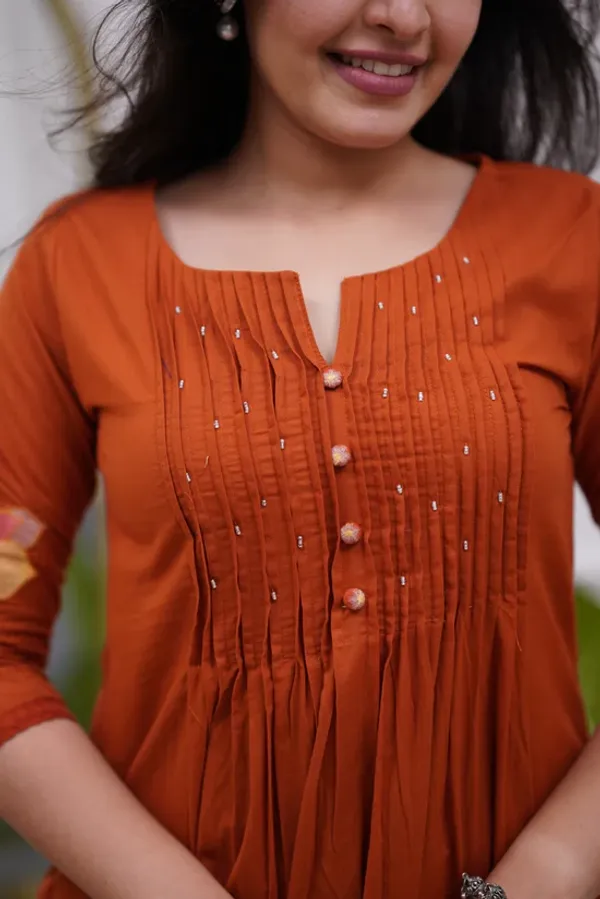 Orange_Mul_Cotton_Kurta_With_Pant_&_Dupatta_Set_For_Women