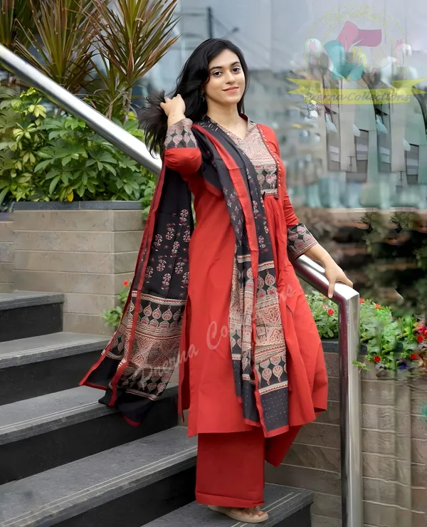 The_Jaipur_Kurti's_Pure_Cotton_Maroon_Suit_With_Pant_and_Dupatta
