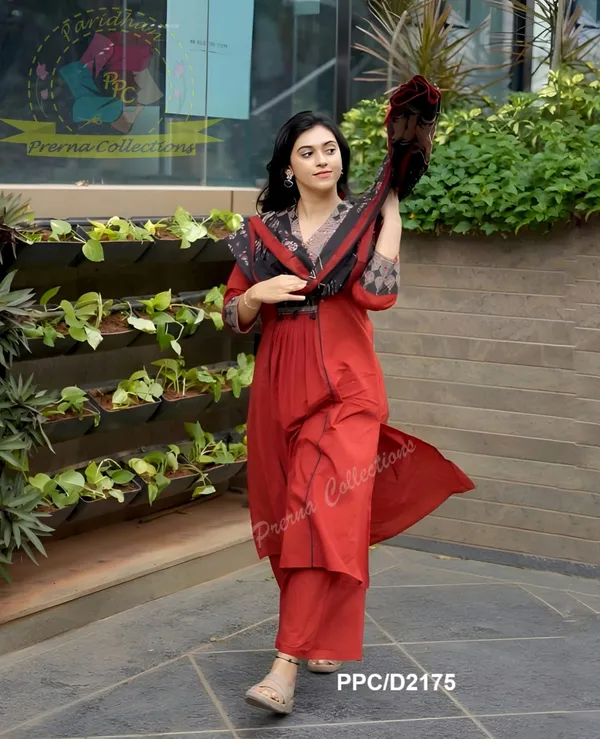 The_Jaipur_Kurti's_Pure_Cotton_Maroon_Suit_With_Pant_and_Dupatta