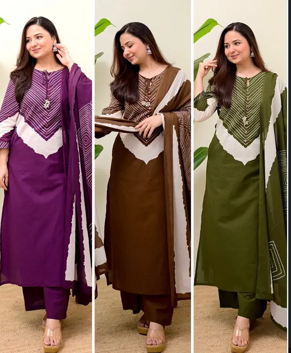 Mocha_Bandhej_Bloom_Cotton_Palazzo_Suit