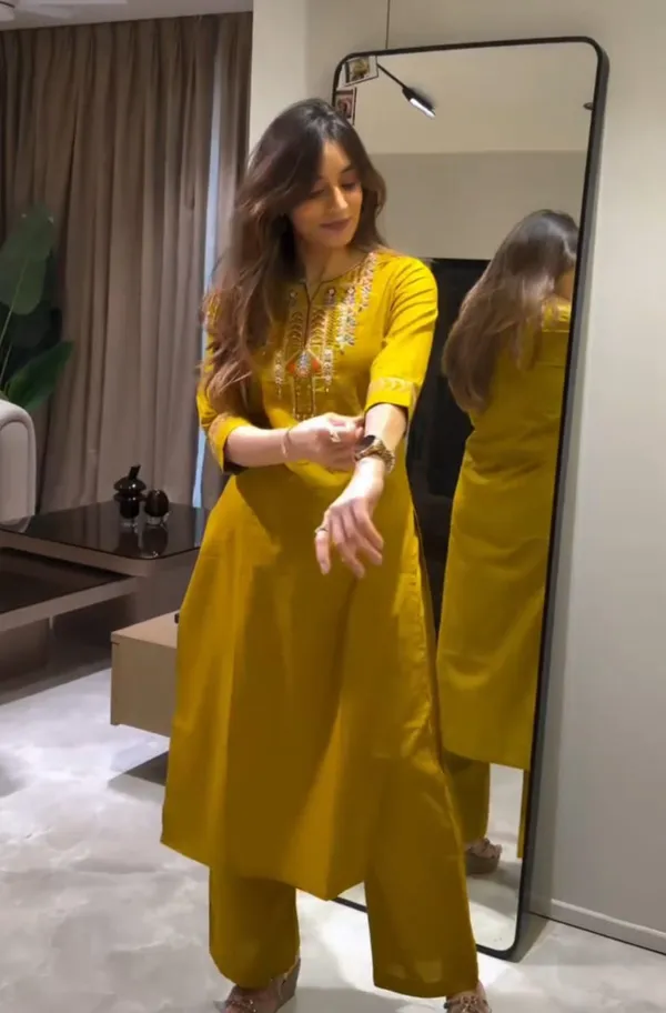 Mustard_cotton_kurta_set