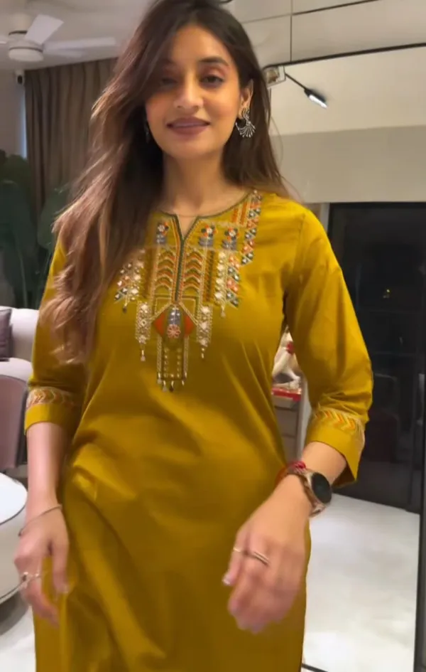 Mustard_cotton_kurta_set