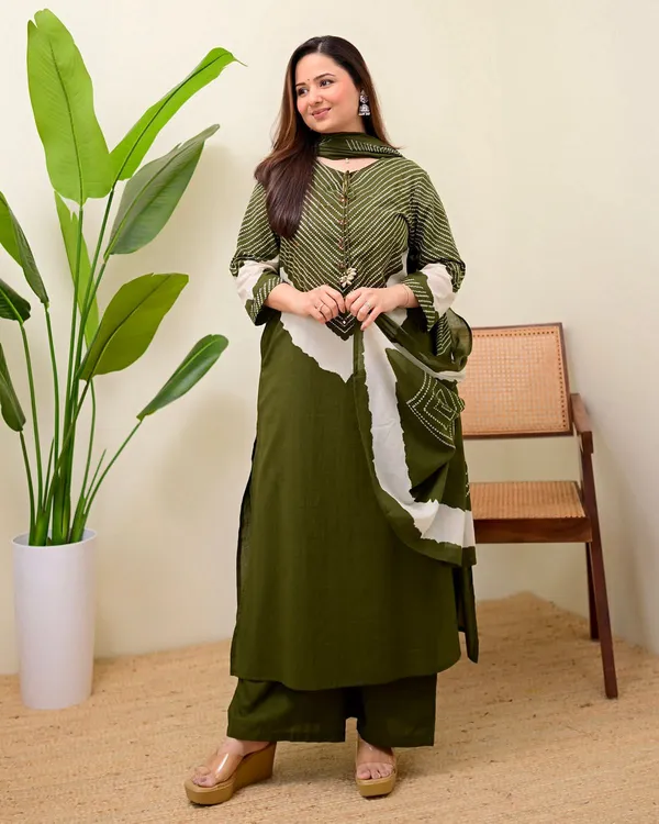 Olive_Bandhej_Aura_Cotton_Palazzo_Suit