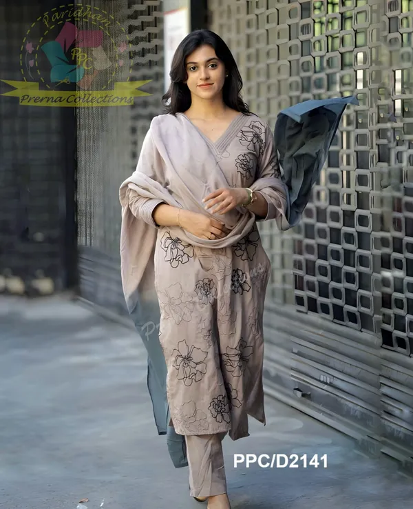 Beige_100%_Cotton_Kurta_With_Pant_&_Dupatta_Set_For_Women