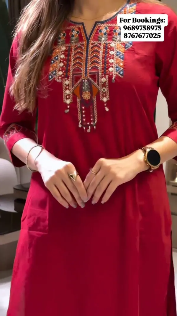 Red_cotton_kurta_set