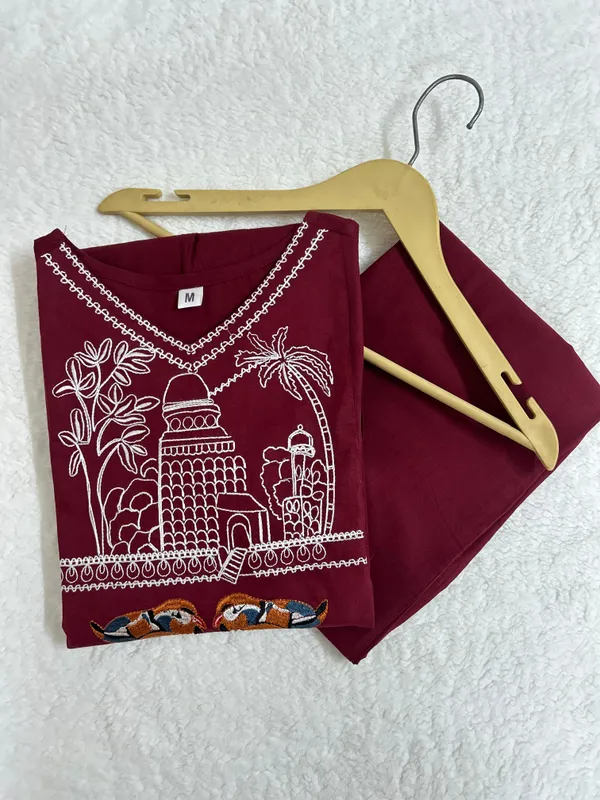 Maroon_100%_Cotton_Co-Ord_Set_For_Women