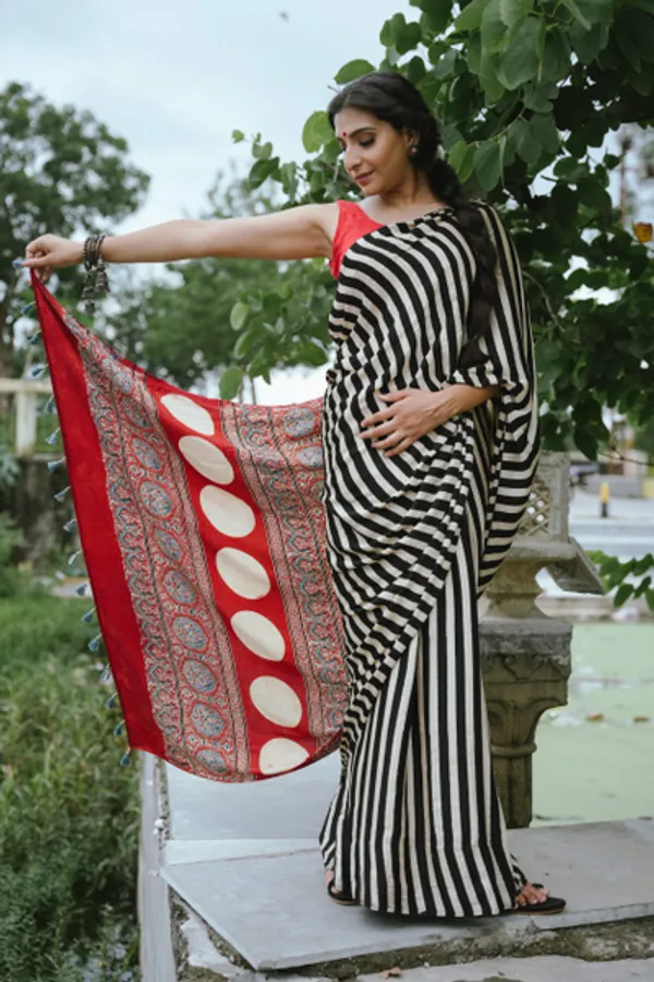 Designer_Multi_Color_Ajrakh_Digital_Printed_Modal_Linen_Saree