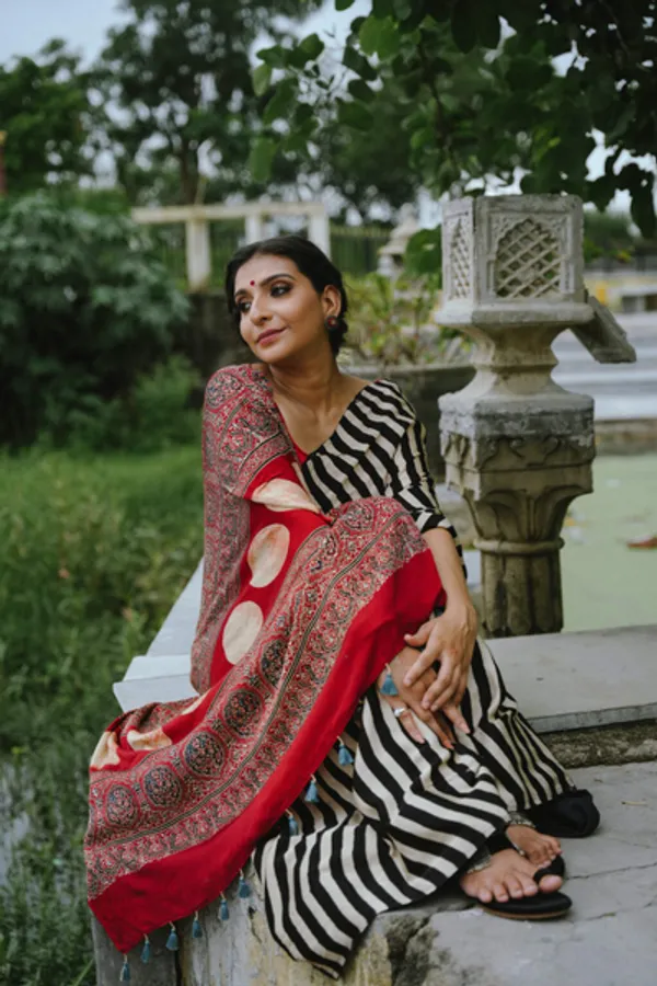 Designer_Multi_Color_Ajrakh_Digital_Printed_Modal_Linen_Saree